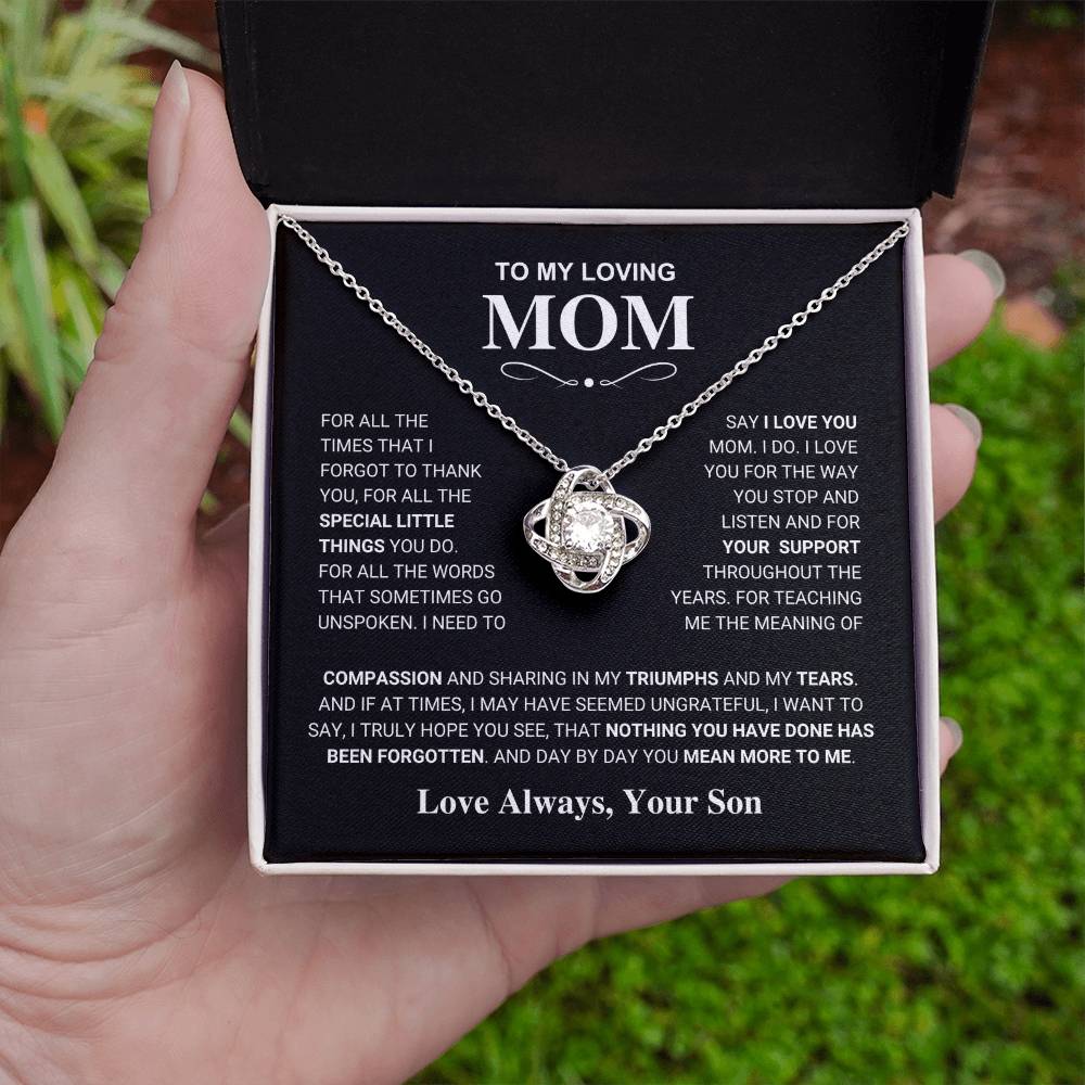 Mom Gift "You Mean More" Knot Necklace From Son