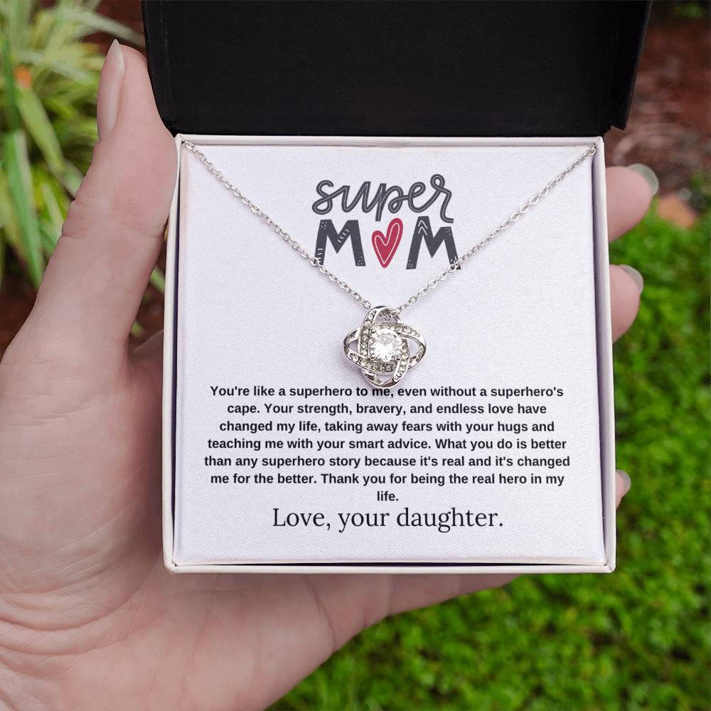 Mom Gift "Super Mom" Knot Necklace From Daughter