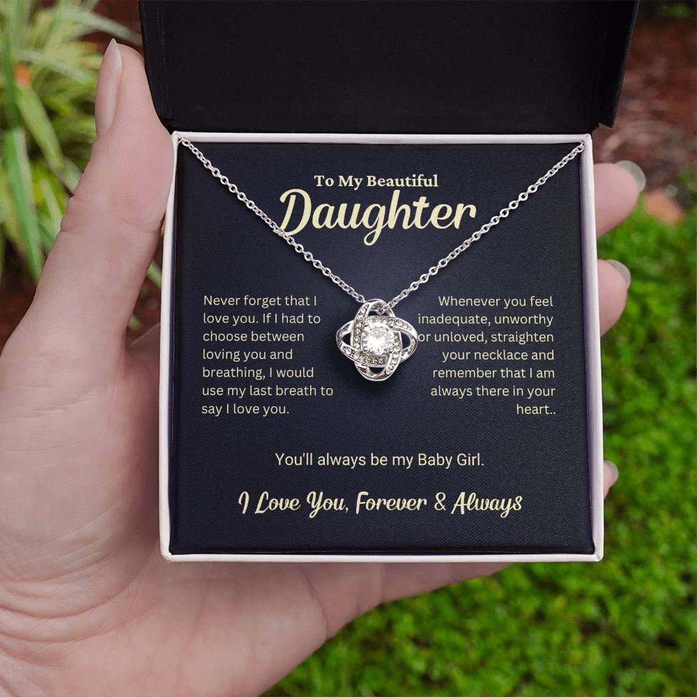 Daughter Gift "My Baby Girl" Love Knot Necklace