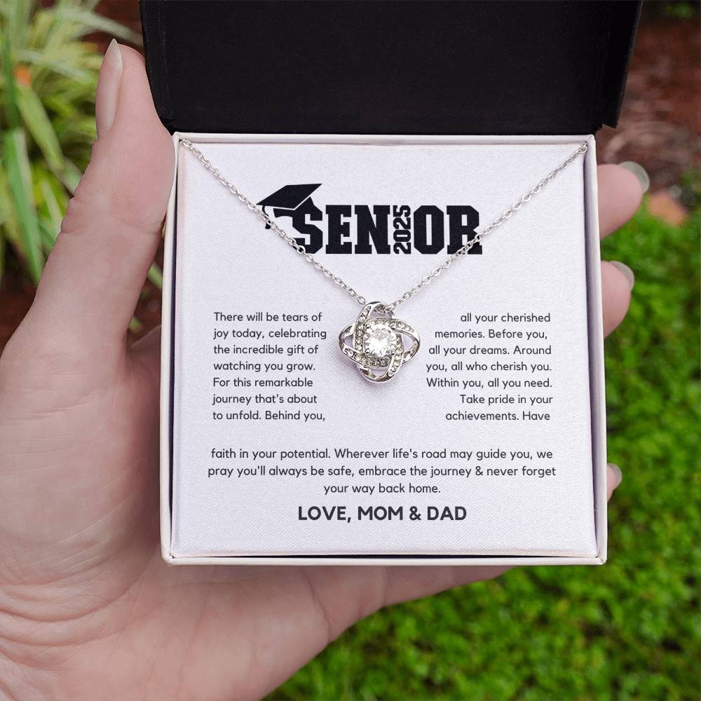 Senior Gift "Tears Of Joy" Love Knot Necklace From Mom And Dad