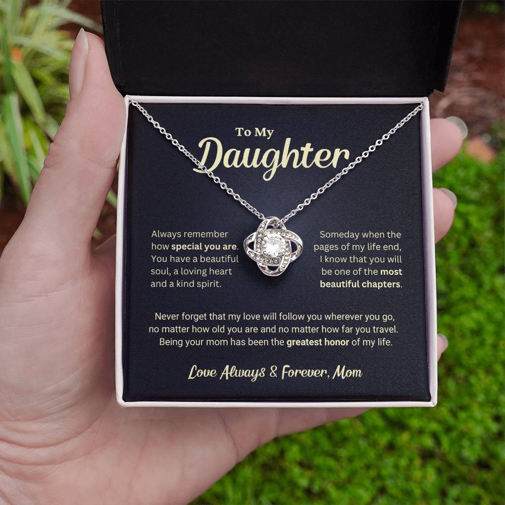 Daughter Gift "The Greatest Honor" Love Knot Necklace From Mom