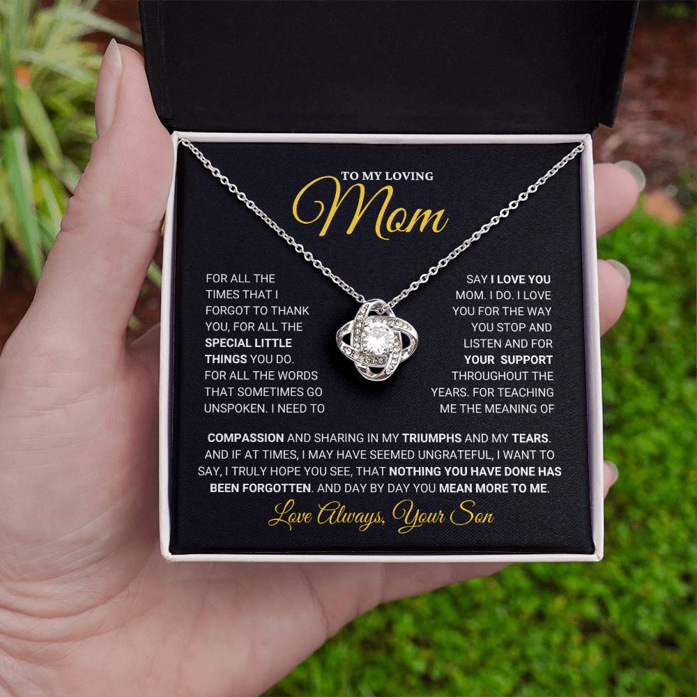 Mom Gift "You Mean More" Knot Necklace From Son