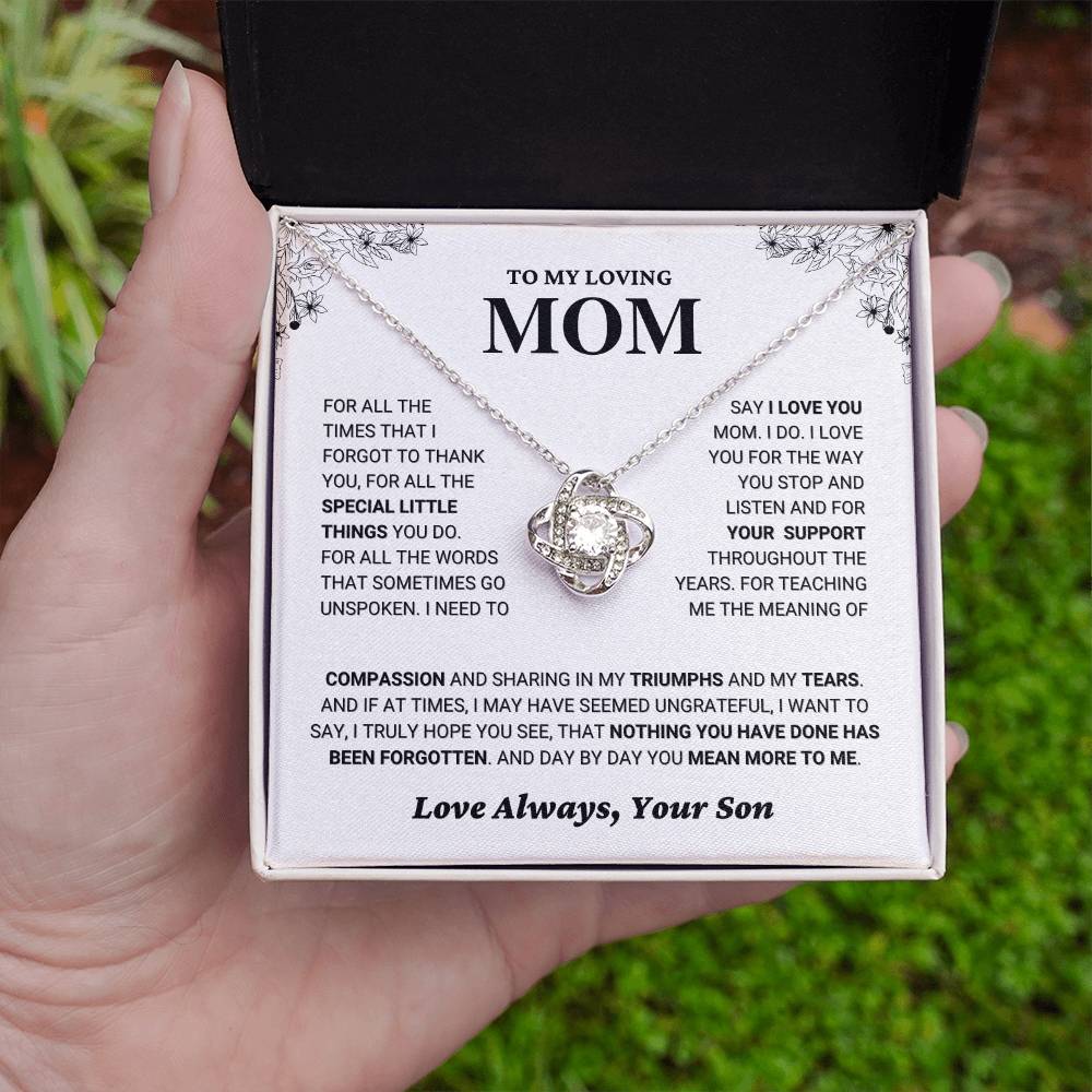 Mom Gift "You Mean More" Knot Necklace From Son