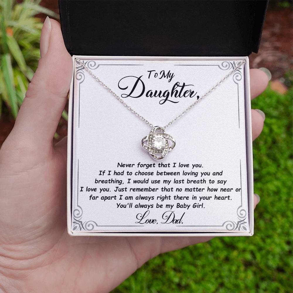 Daughter Gift "My Baby Girl" Love Knot Necklace From Dad