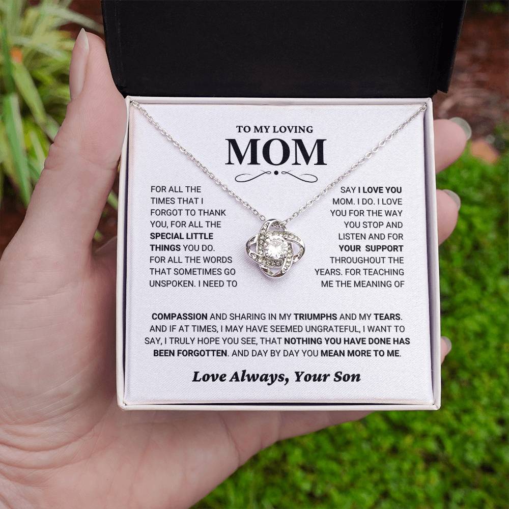 Mom Gift "You Mean More" Knot Necklace From Son