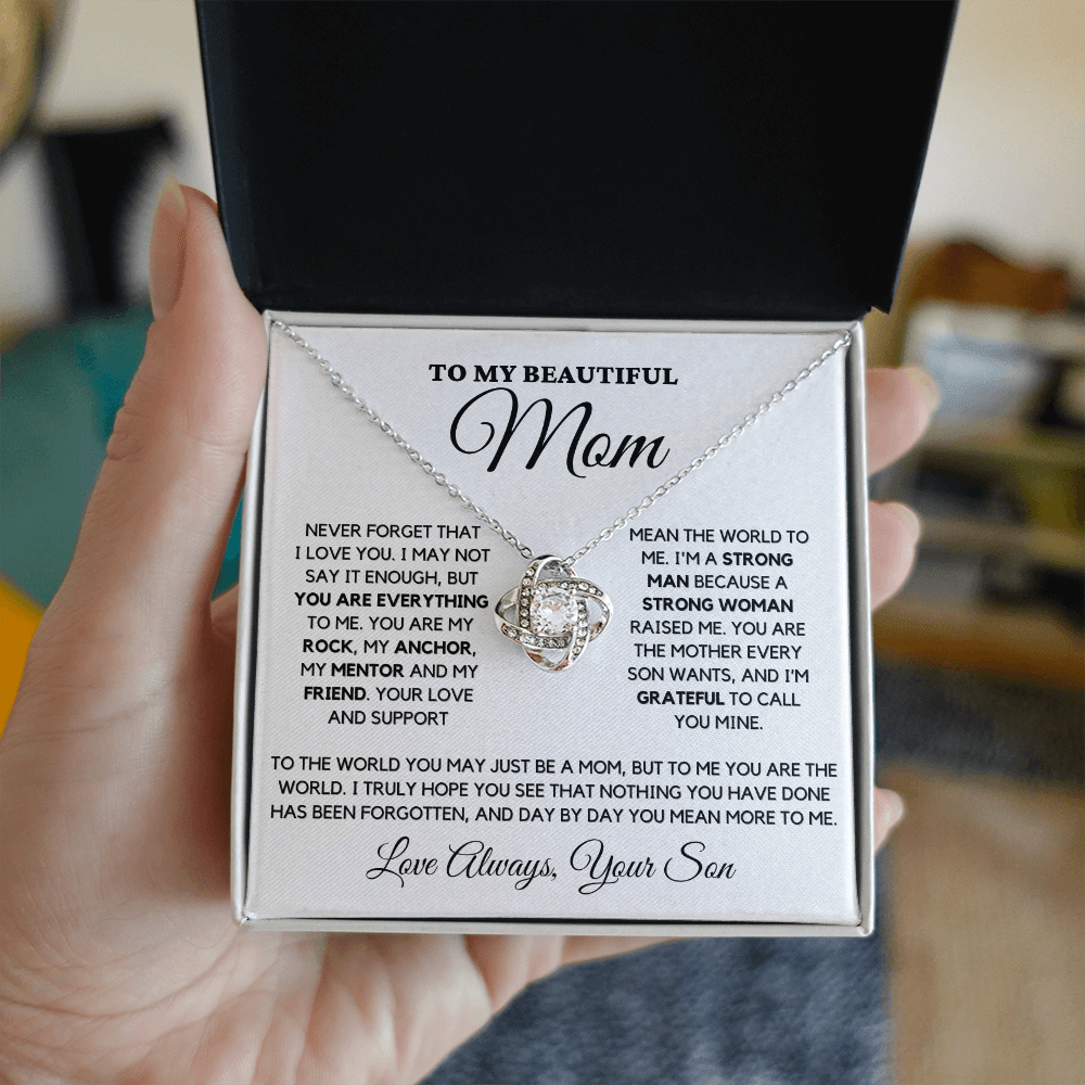 Mom "Never Forget" Love Knot Necklace From Son