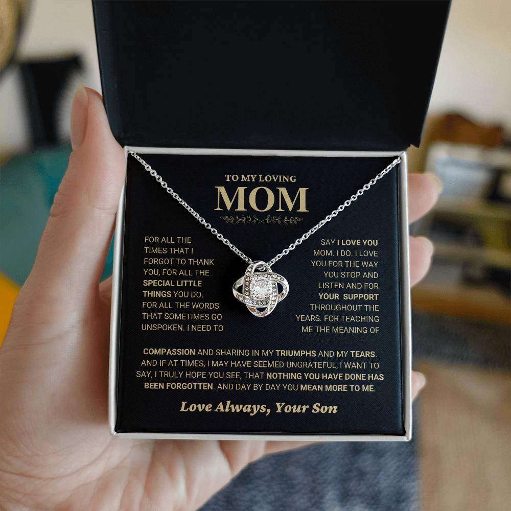 Mom Gift "You Mean More" Knot Necklace From Son