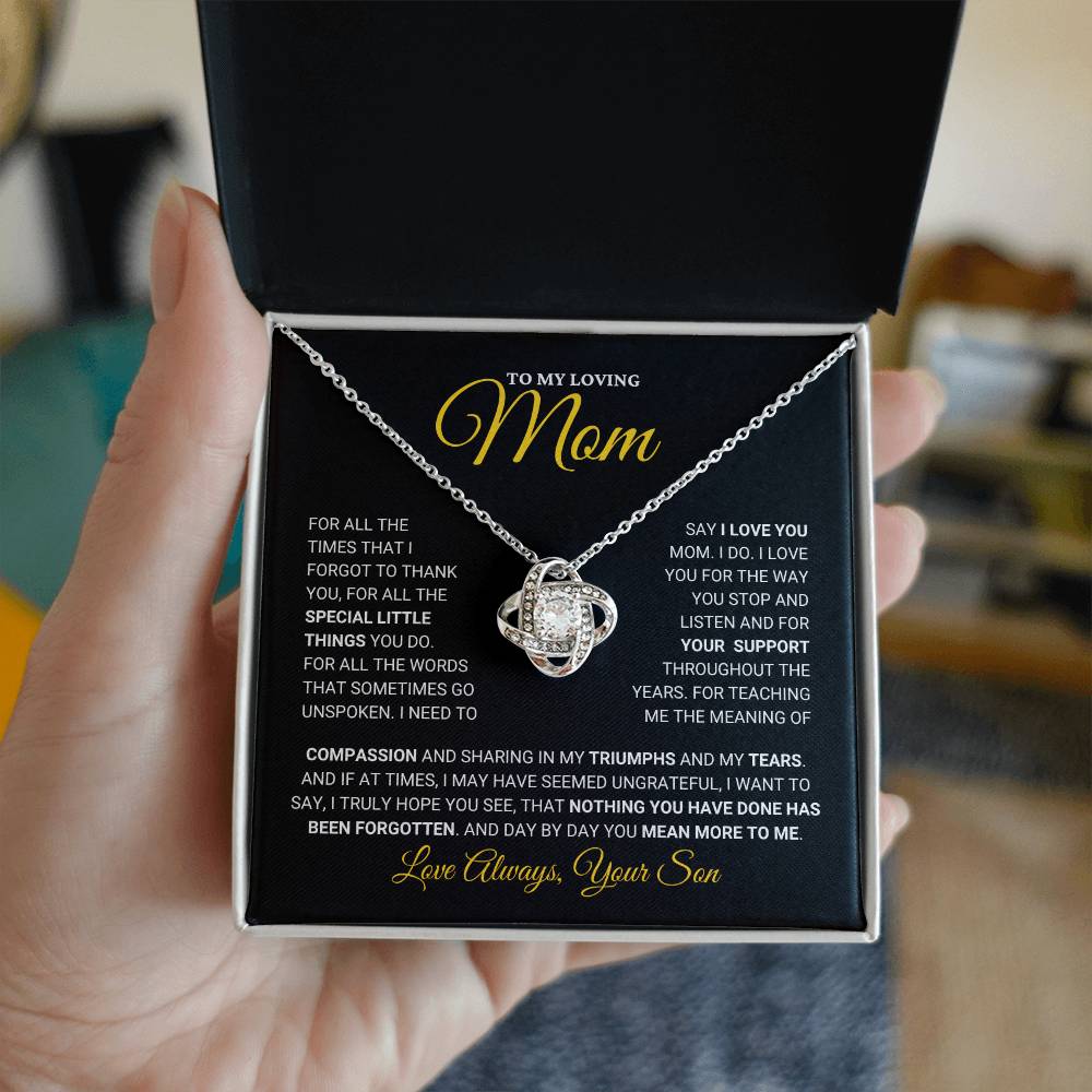 Mom Gift "You Mean More" Knot Necklace From Son