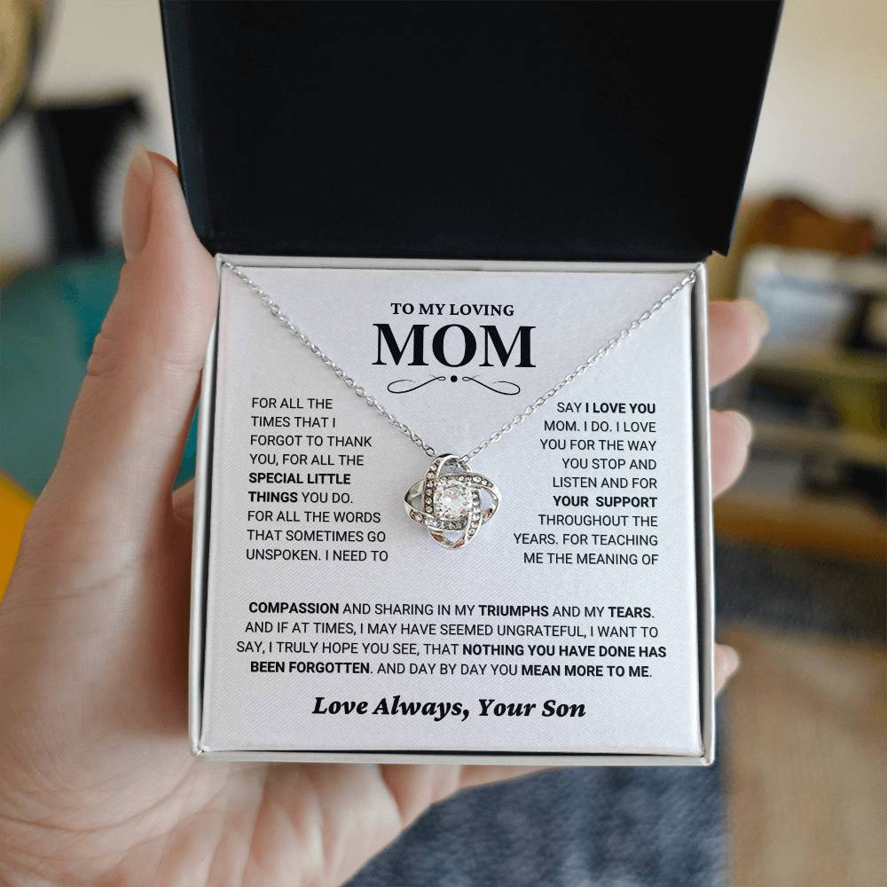 Mom Gift "You Mean More" Knot Necklace From Son