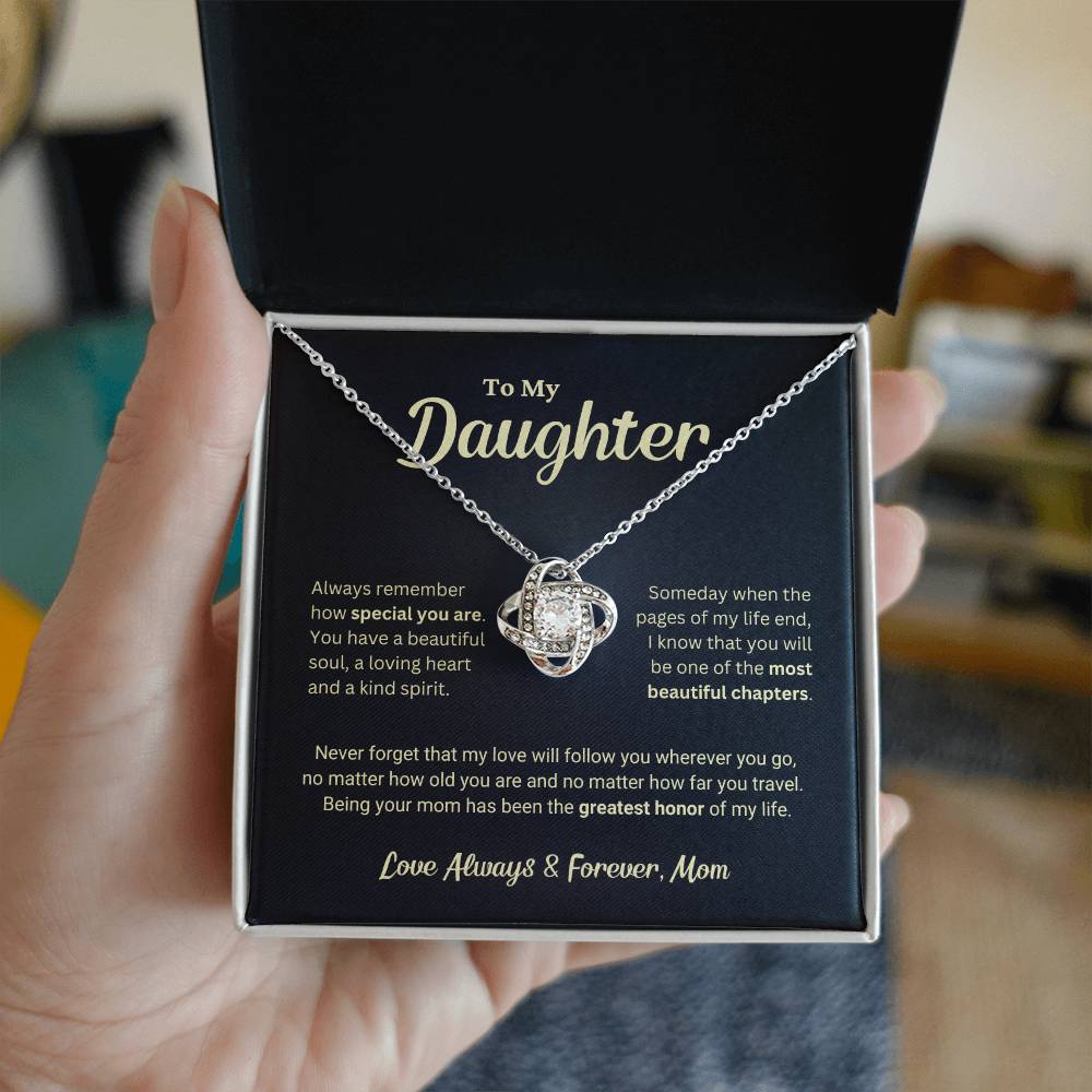 Daughter Gift "The Greatest Honor" Love Knot Necklace From Mom