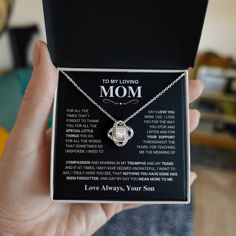 Mom Gift "You Mean More" Knot Necklace From Son