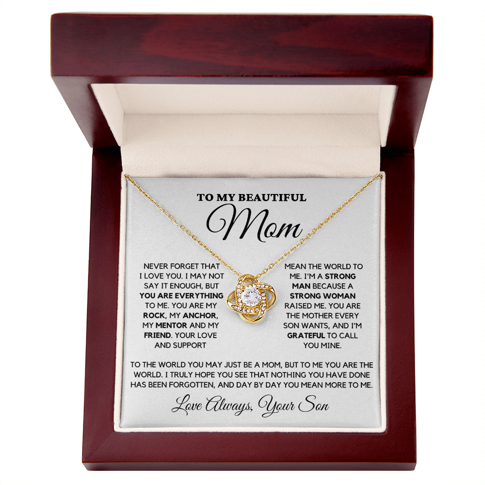 Mom "Never Forget" Love Knot Necklace From Son