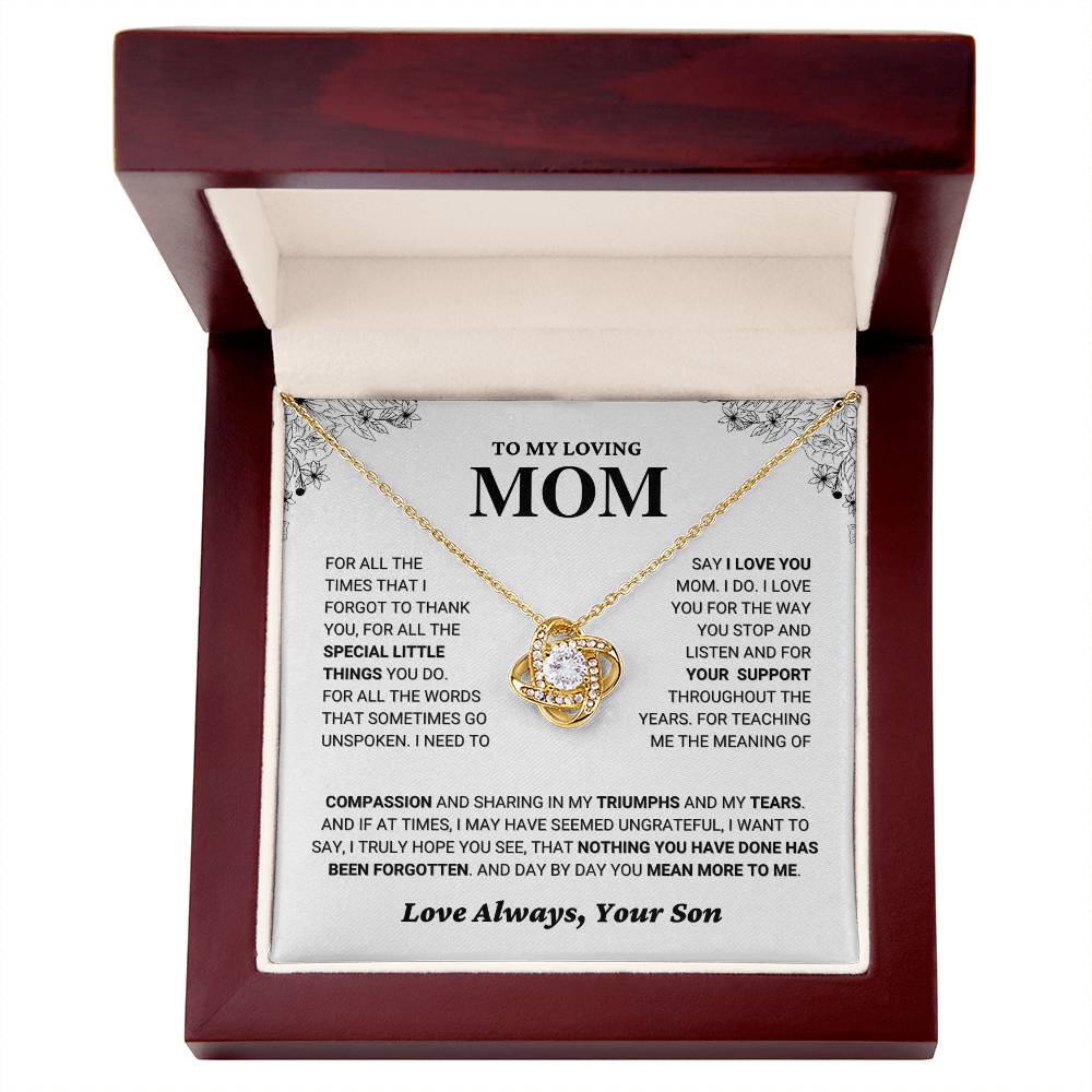 Mom Gift "You Mean More" Knot Necklace From Son