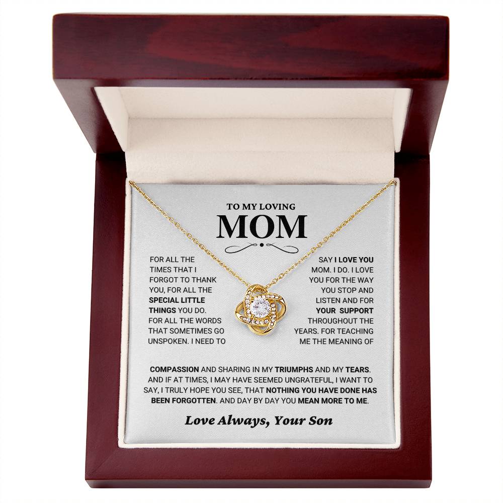 Mom Gift "You Mean More" Knot Necklace From Son