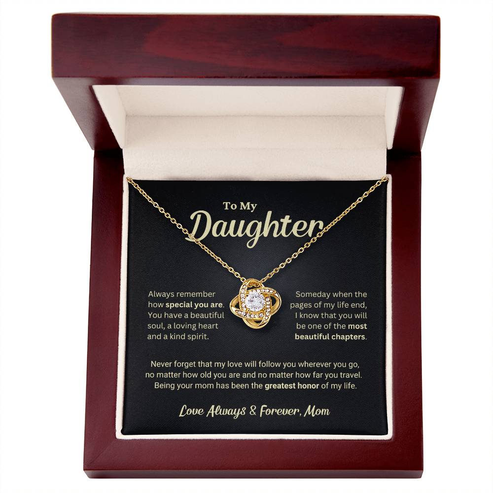 Daughter Gift "The Greatest Honor" Love Knot Necklace From Mom