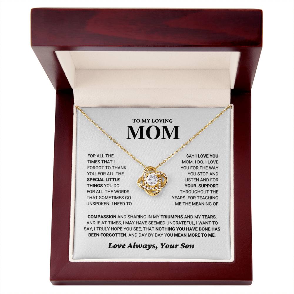 Mom Gift "You Mean More" Knot Necklace From Son