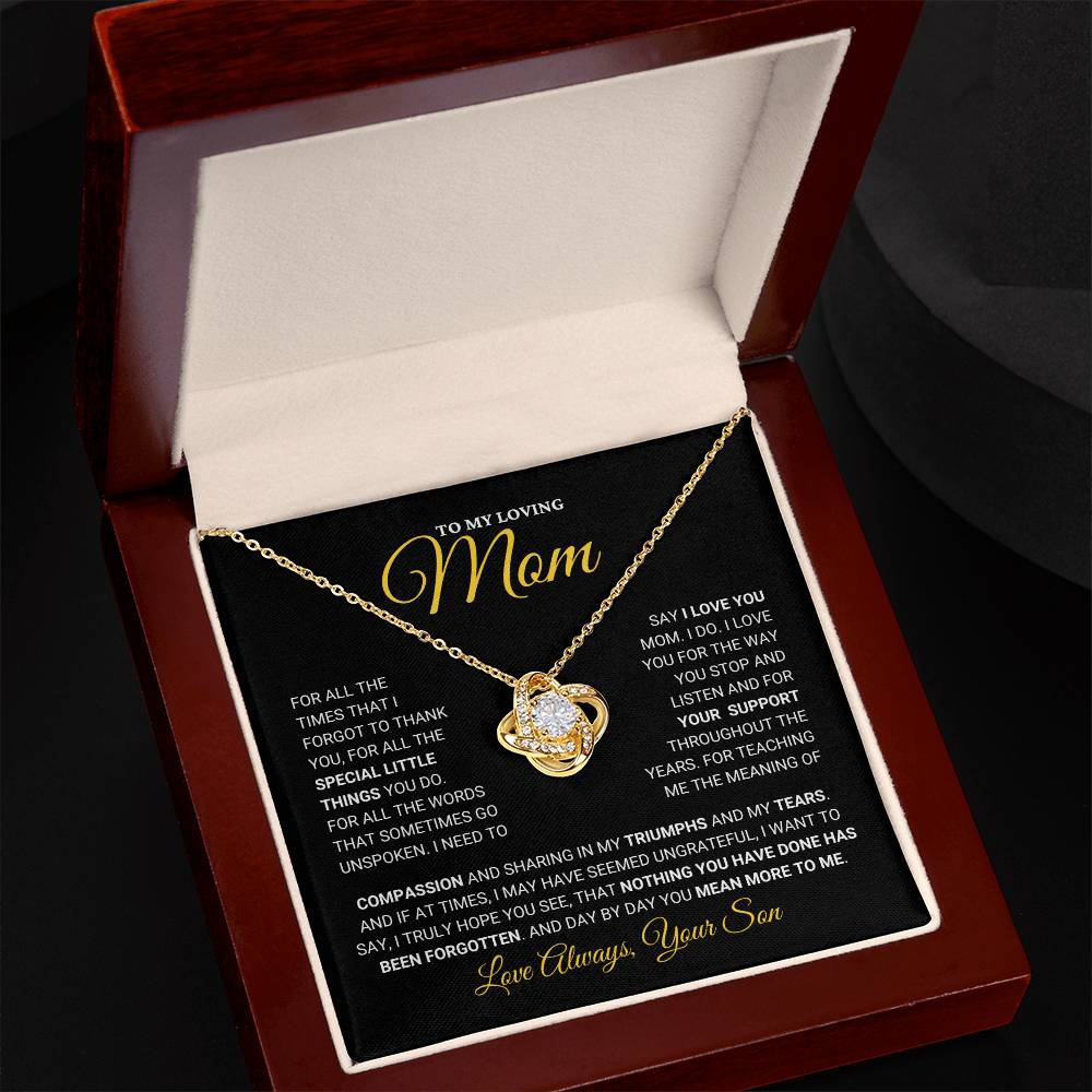 Mom Gift "You Mean More" Knot Necklace From Son