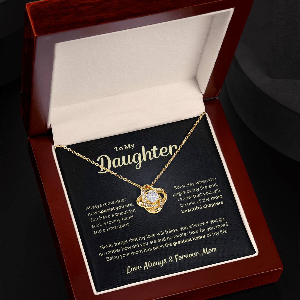 Daughter Gift "The Greatest Honor" Love Knot Necklace From Mom