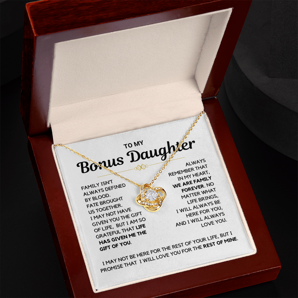 Bonus Daughter - "Family Forever" Love Knot Necklace Gift Set