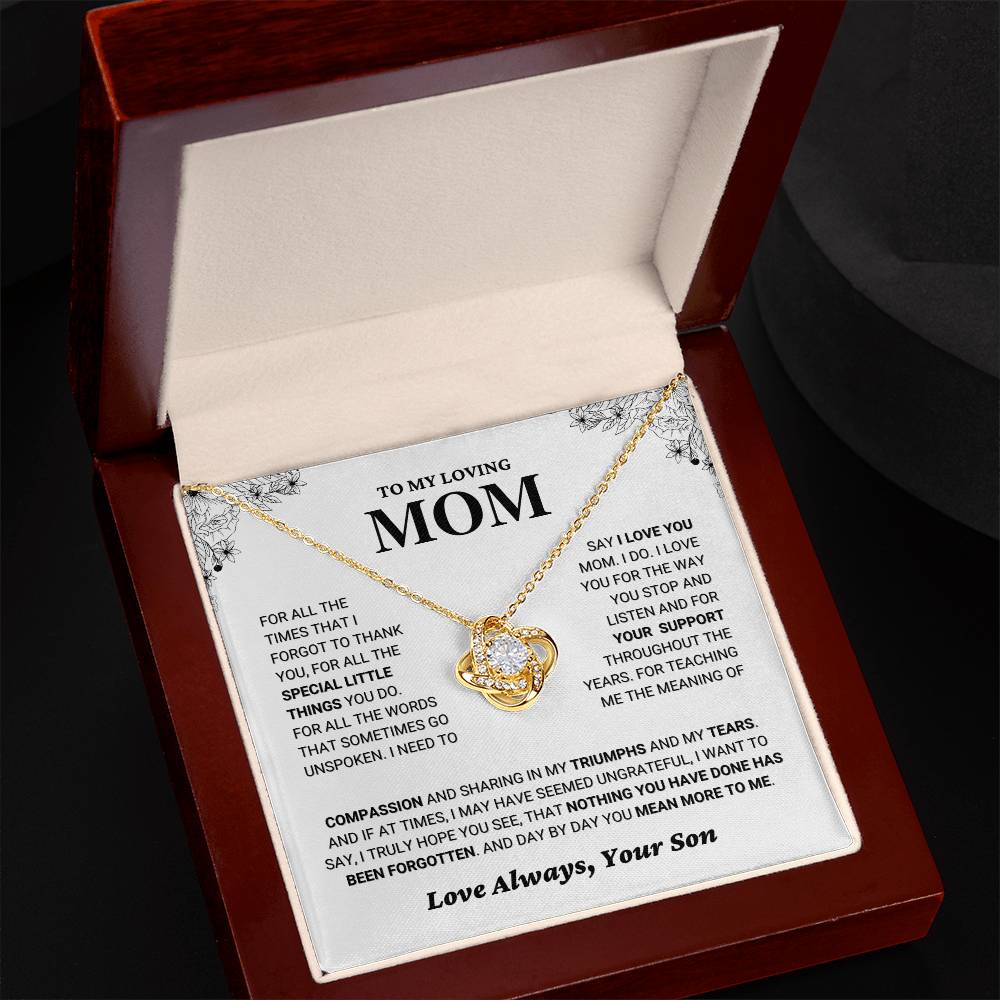 Mom Gift "You Mean More" Knot Necklace From Son