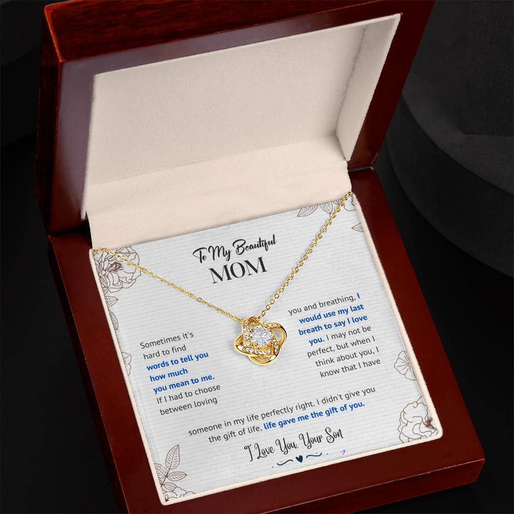 Mom "The Gift Of You" Love Knot Necklace From Son