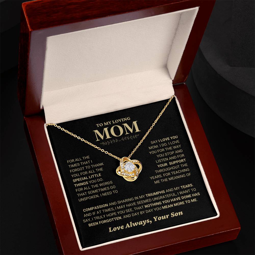 Mom Gift "You Mean More" Knot Necklace From Son