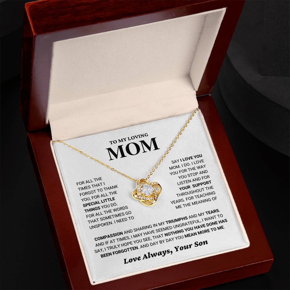 Mom Gift "You Mean More" Knot Necklace From Son