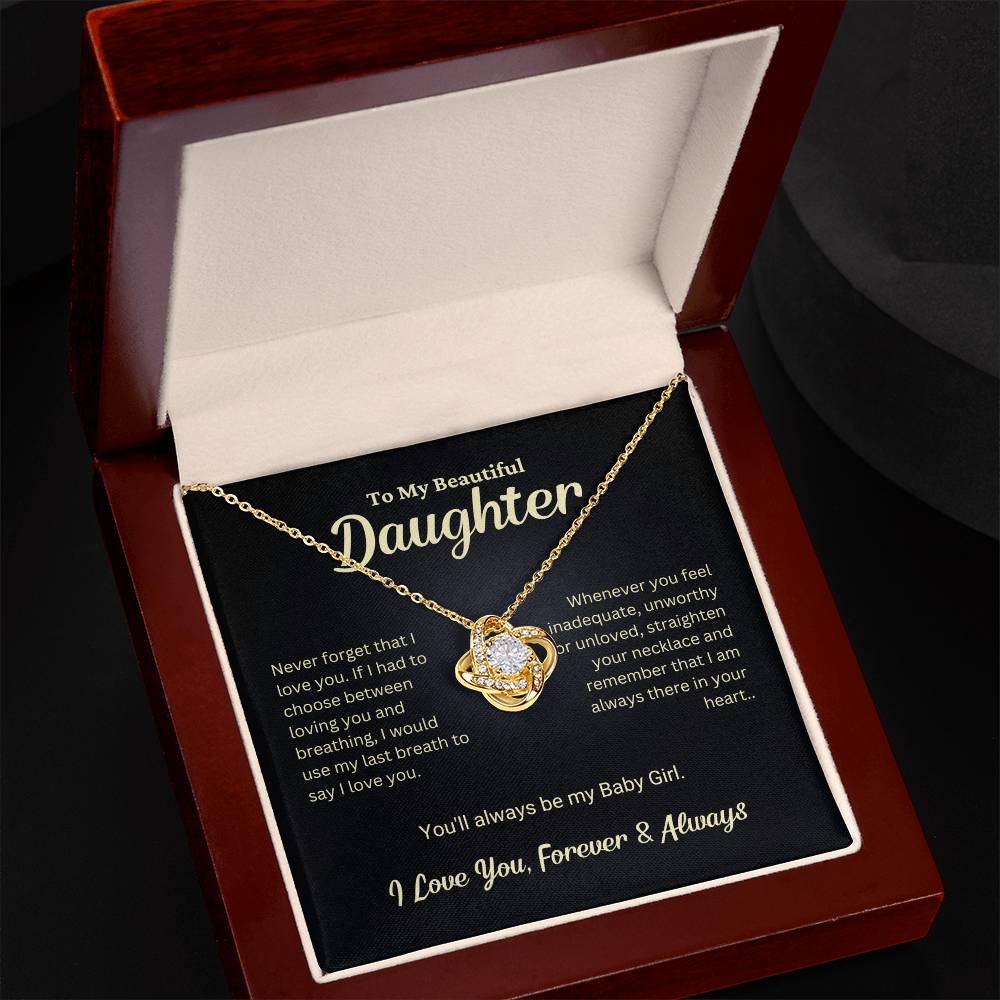 Daughter Gift "My Baby Girl" Love Knot Necklace