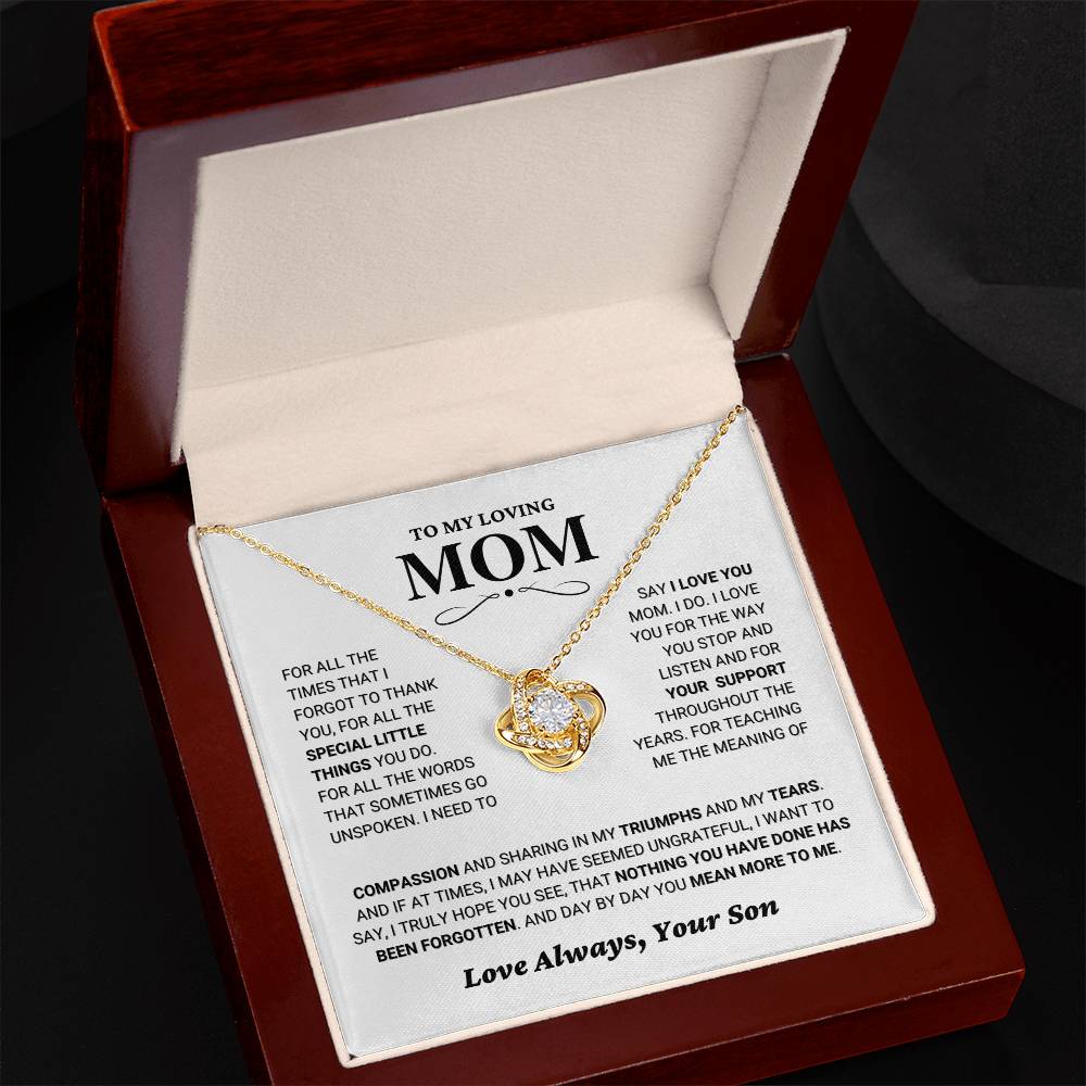 Mom Gift "You Mean More" Knot Necklace From Son