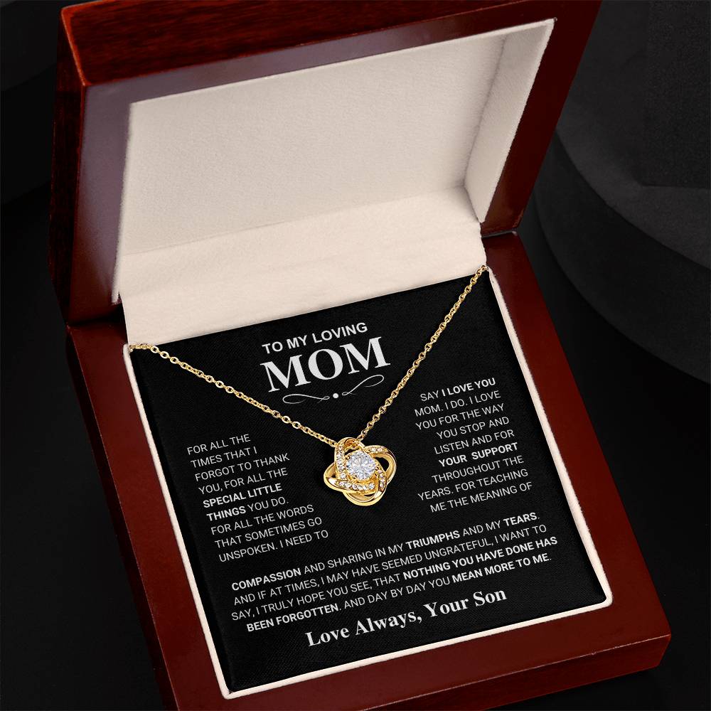 Mom Gift "You Mean More" Knot Necklace From Son