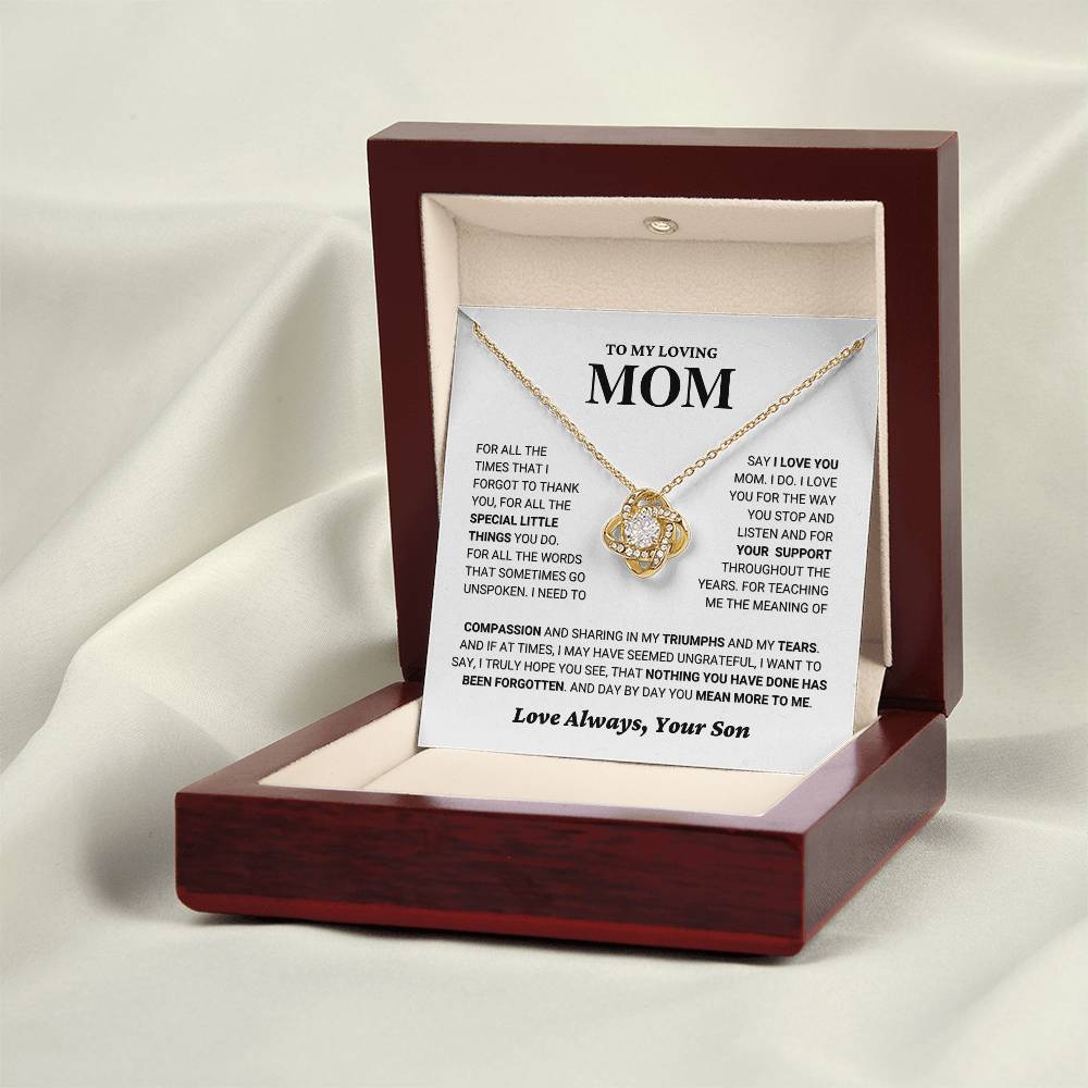 Mom Gift "You Mean More" Knot Necklace From Son