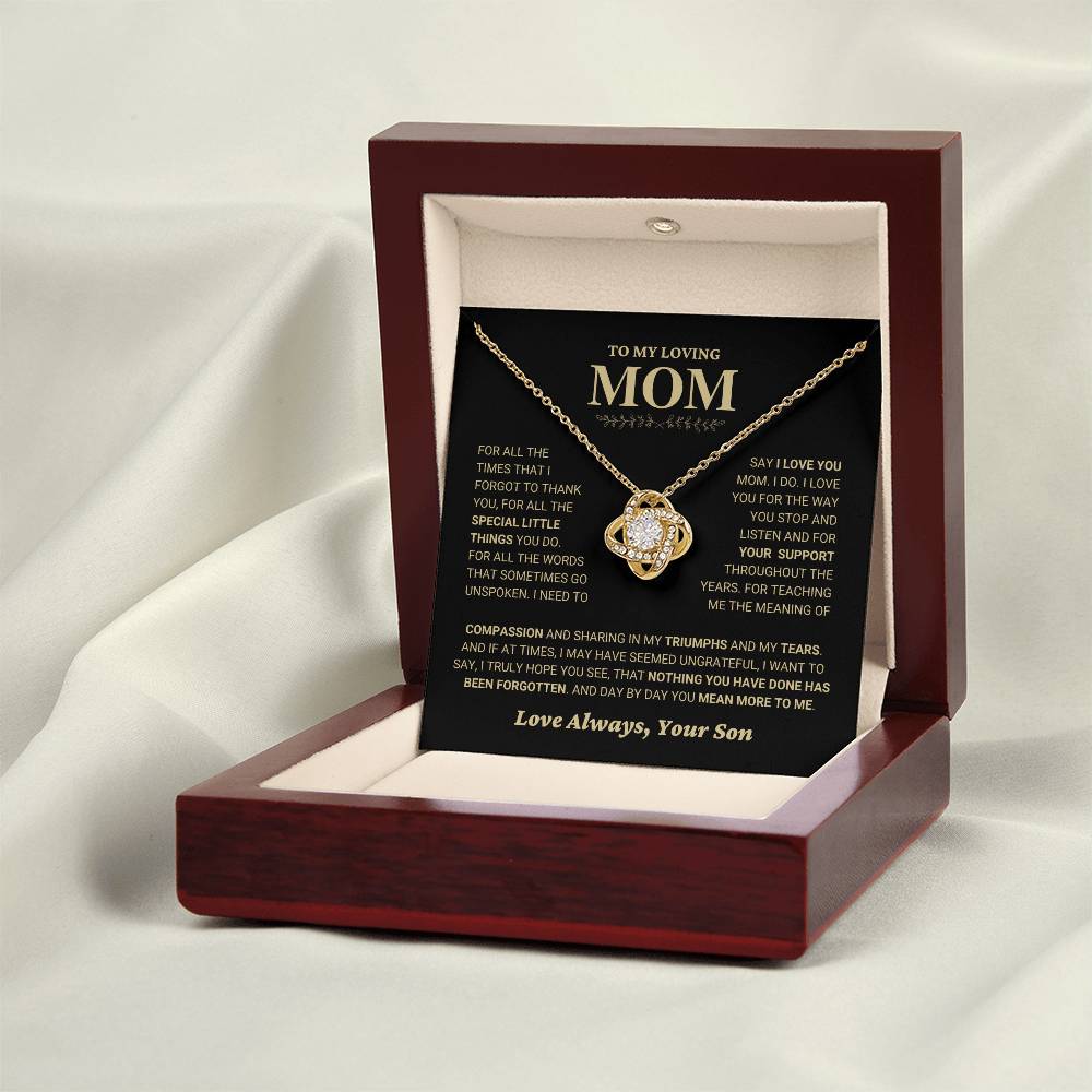 Mom Gift "You Mean More" Knot Necklace From Son