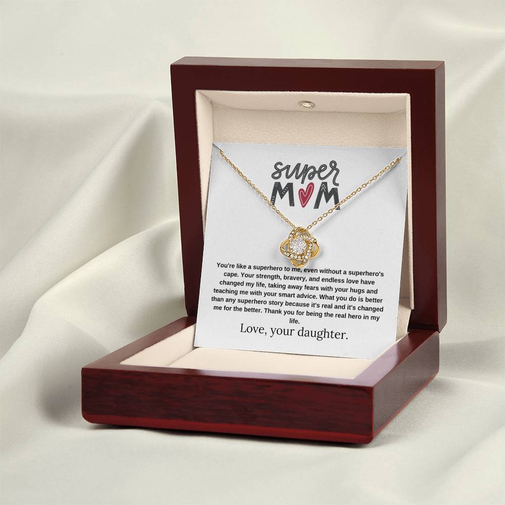 Mom Gift "Super Mom" Knot Necklace From Daughter