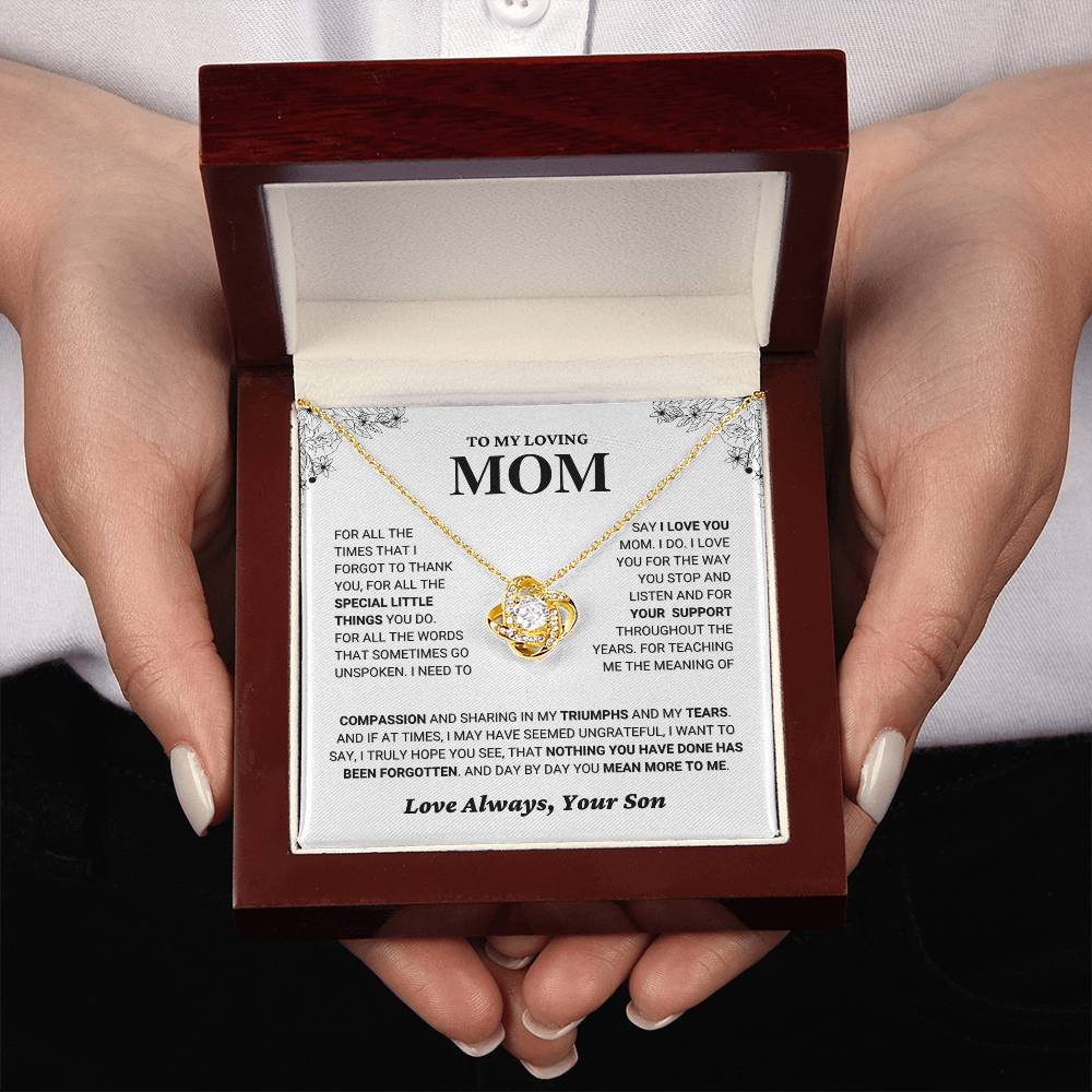 Mom Gift "You Mean More" Knot Necklace From Son