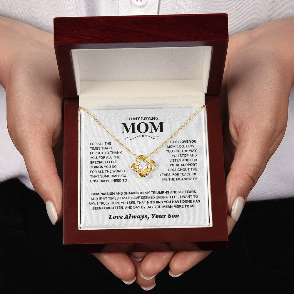 Mom Gift "You Mean More" Knot Necklace From Son