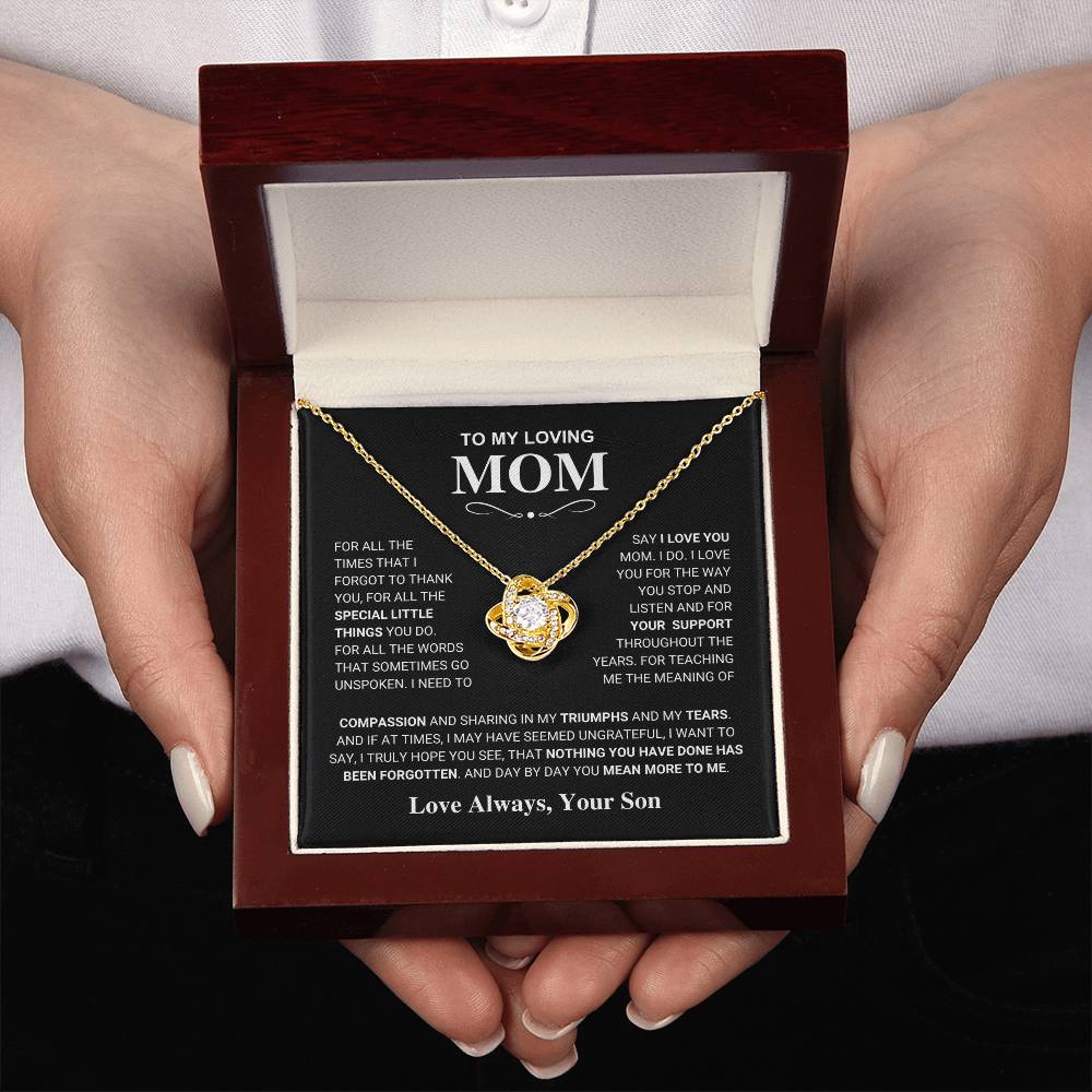 Mom Gift "You Mean More" Knot Necklace From Son