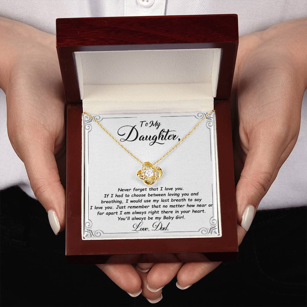 Daughter Gift "My Baby Girl" Love Knot Necklace From Dad