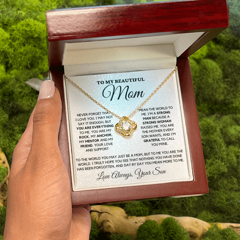 Mom "Never Forget" Love Knot Necklace From Son