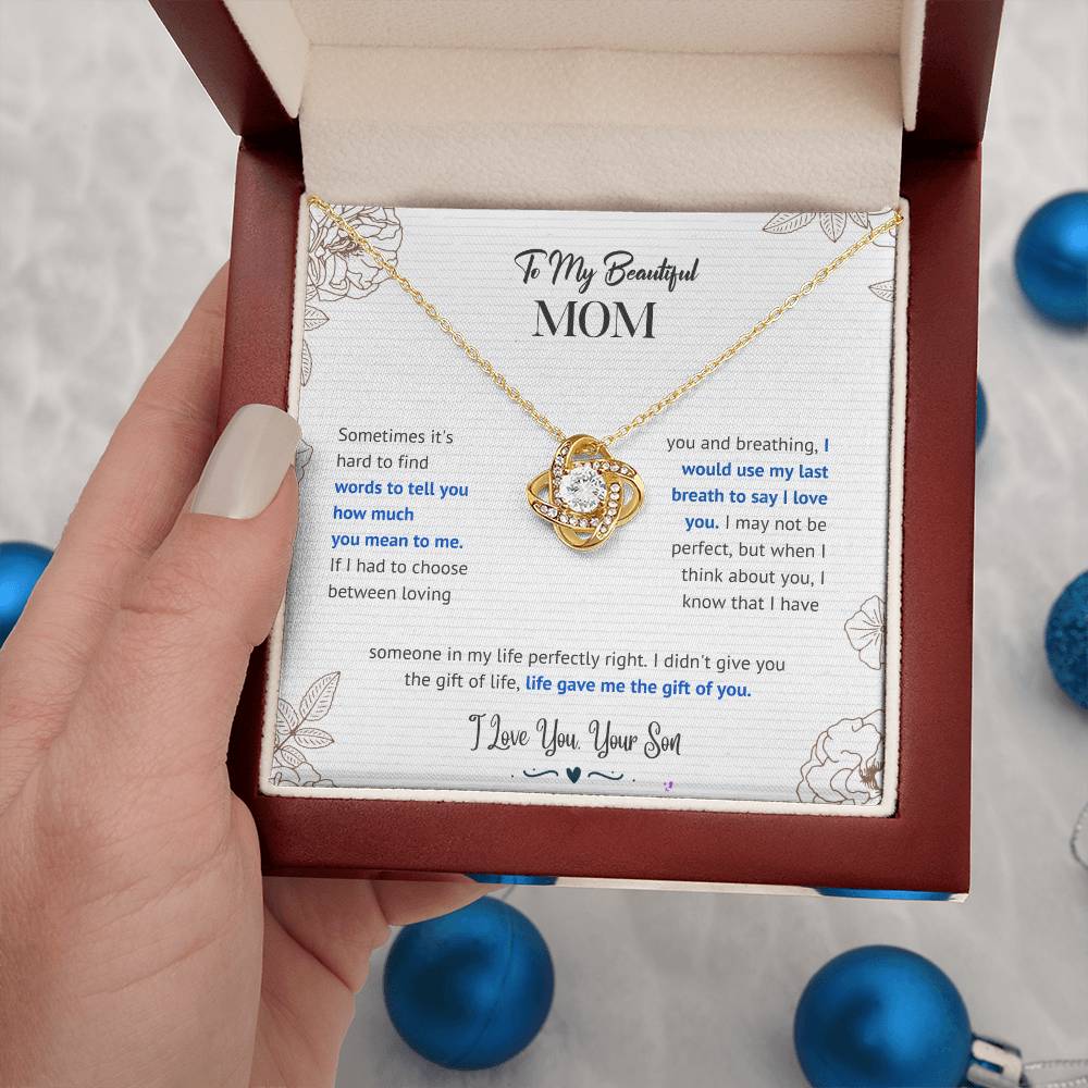 Mom "The Gift Of You" Love Knot Necklace From Son