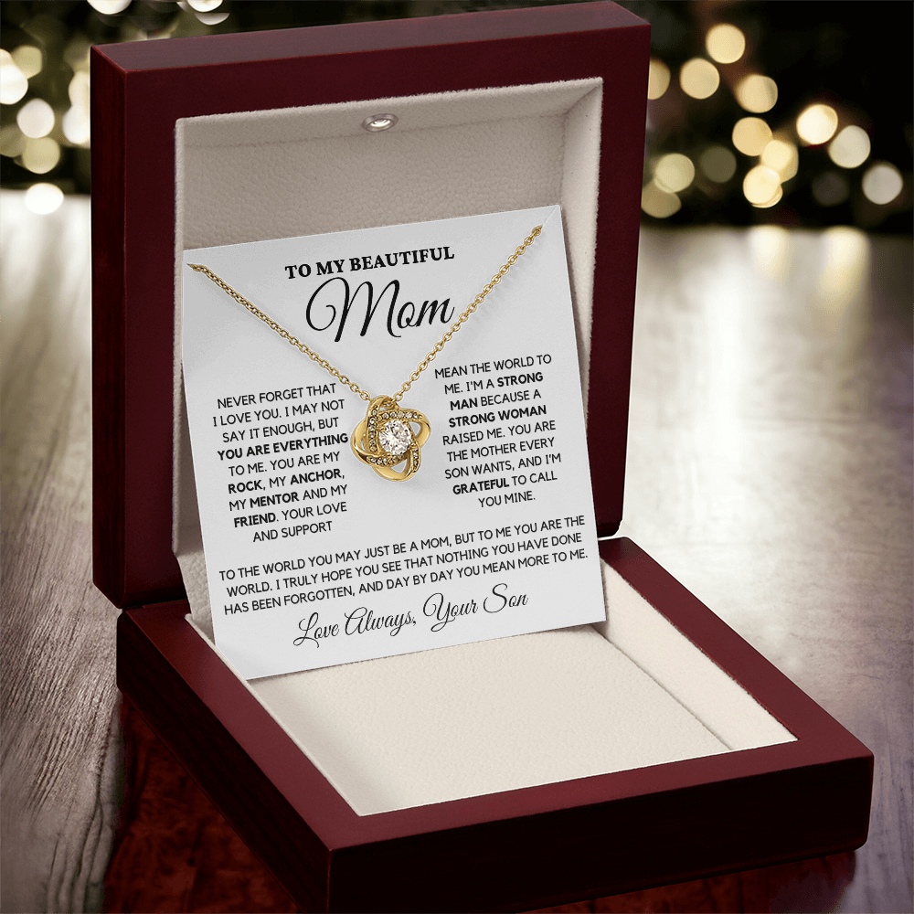 Mom "Never Forget" Love Knot Necklace From Son