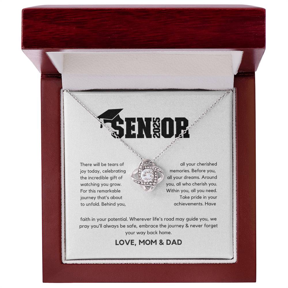 Senior Gift "Tears Of Joy" Love Knot Necklace From Mom And Dad