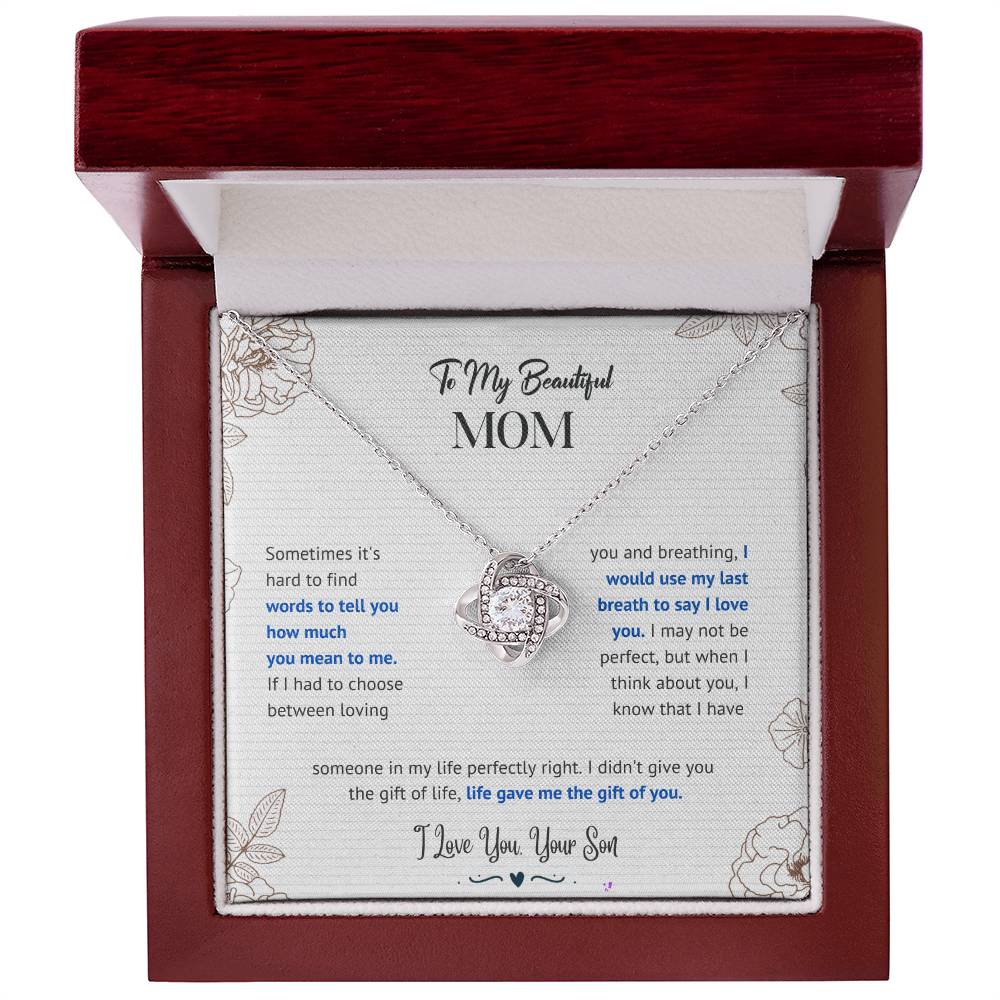 Mom "The Gift Of You" Love Knot Necklace From Son