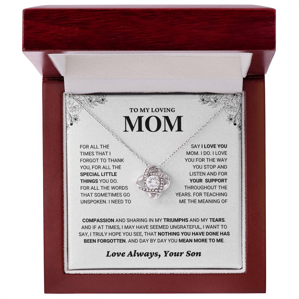 Mom Gift "You Mean More" Knot Necklace From Son