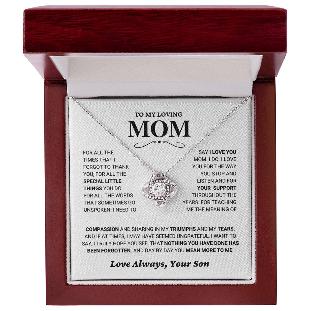 Mom Gift "You Mean More" Knot Necklace From Son