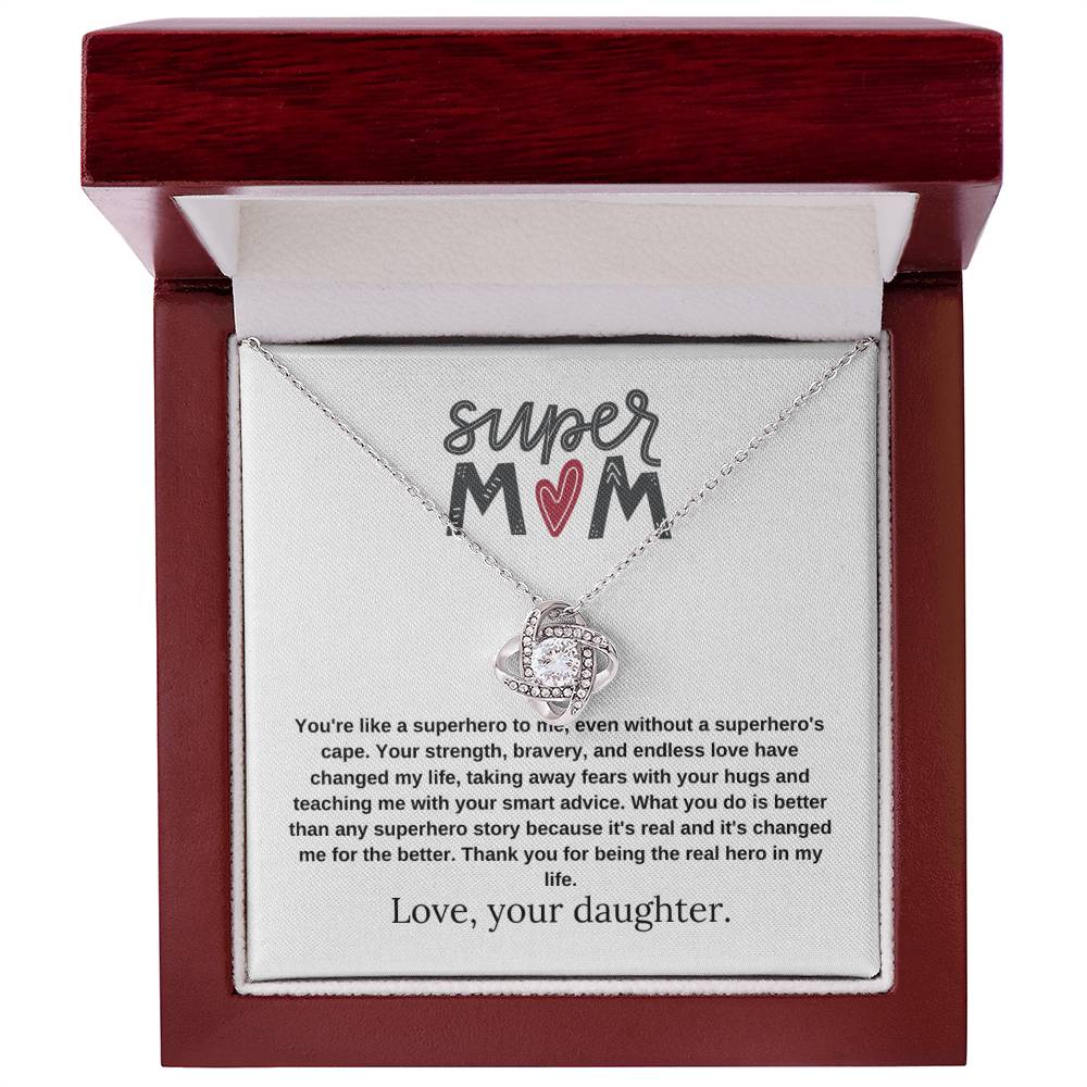 Mom Gift "Super Mom" Knot Necklace From Daughter