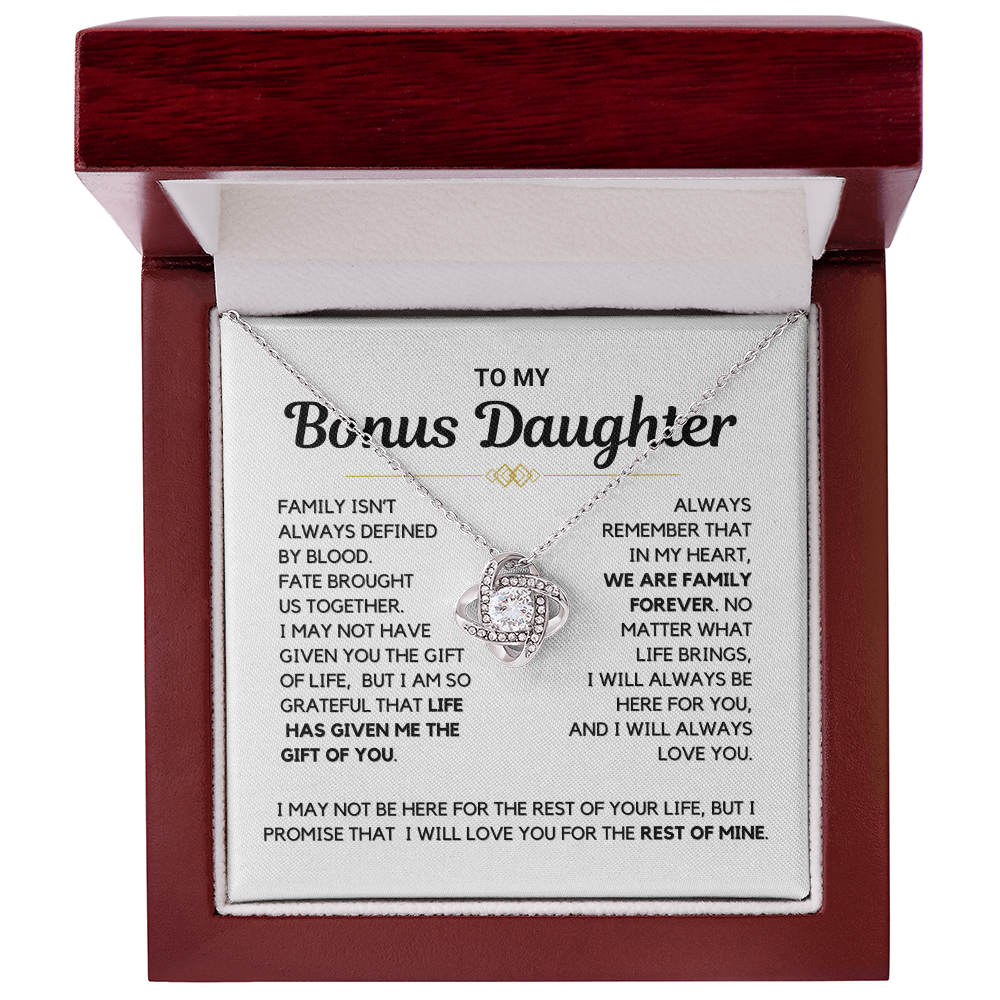 Bonus Daughter - "Family Forever" Love Knot Necklace Gift Set