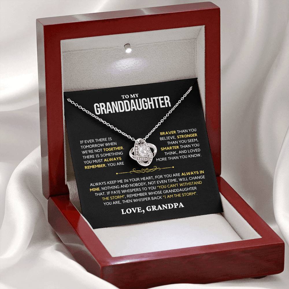 Granddaughter Gift "Always Remember" Love Knot Necklace From Grandpa