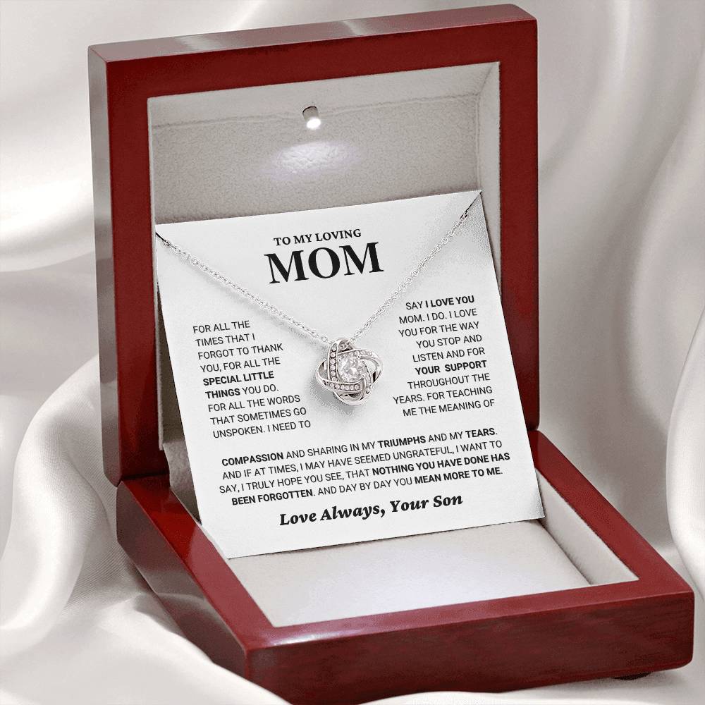 Mom Gift "You Mean More" Knot Necklace From Son