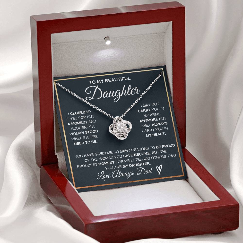 Daughter Gift "You Are My Daughter" Love Knot Necklace From Dad