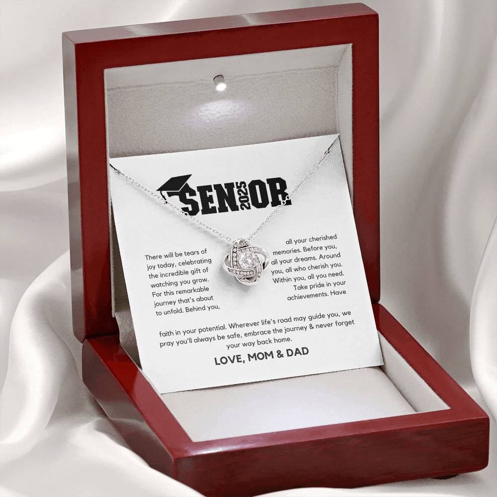 Senior Gift "Tears Of Joy" Love Knot Necklace From Mom And Dad